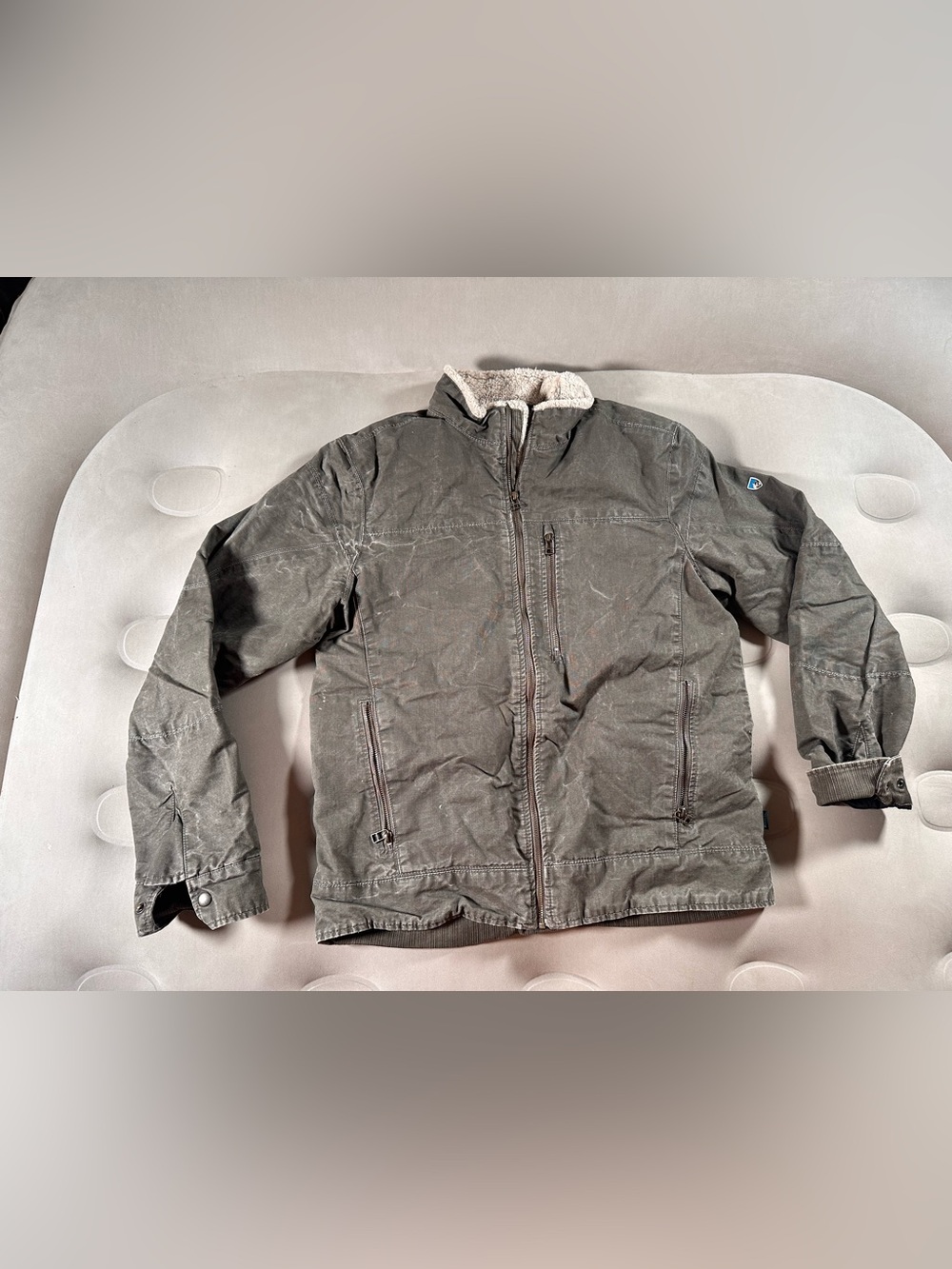 Kuhl Burr Vintage Patina Dye Jacket Distressed Olive Men Large Full Zip Gorpcore